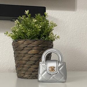 CHANEL Silver Quilted Mini Bag GWP VIP